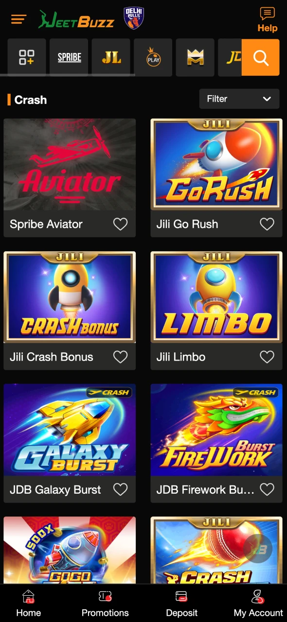 On JeetBuzz app you can find various casino games.